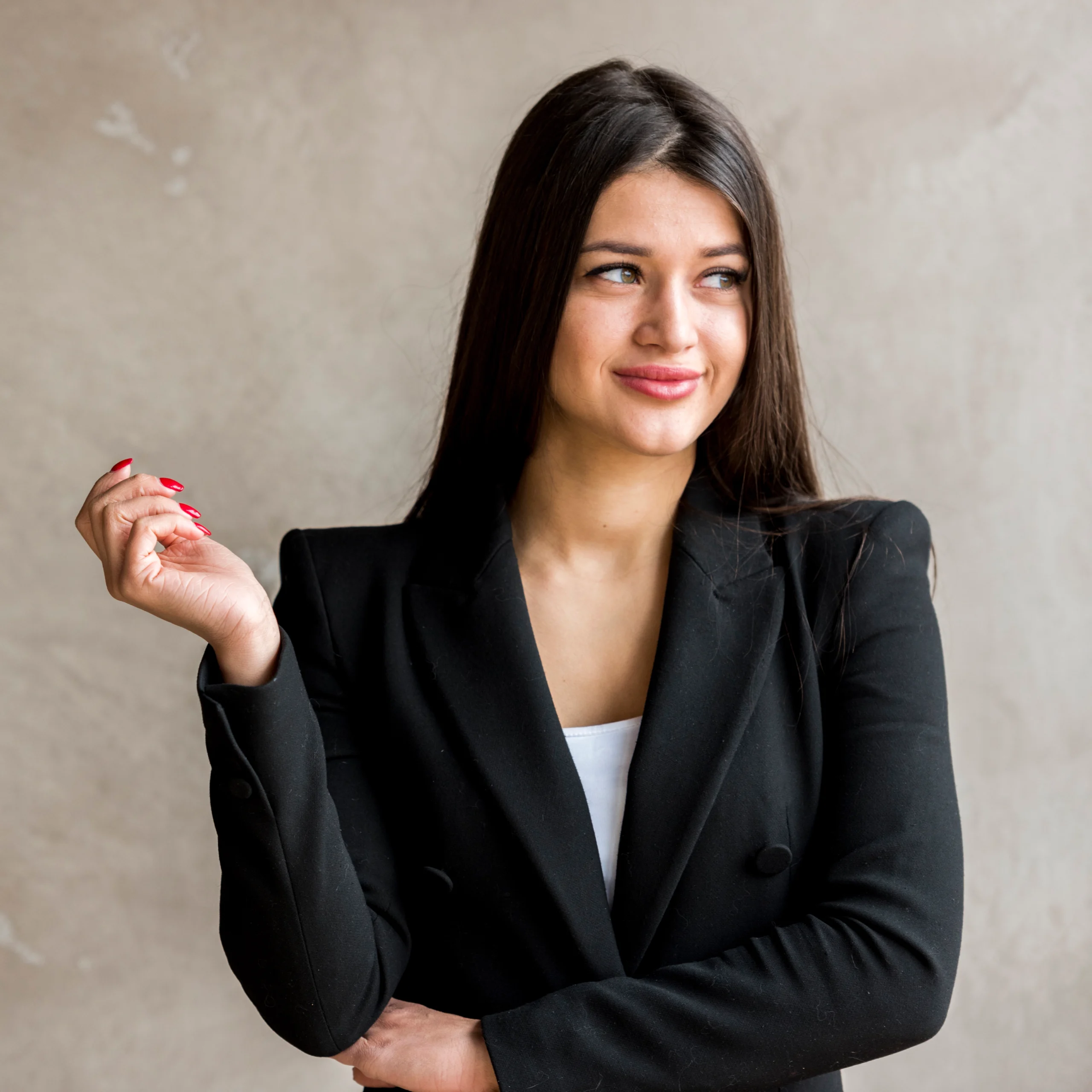 brunette businesswoman posing
